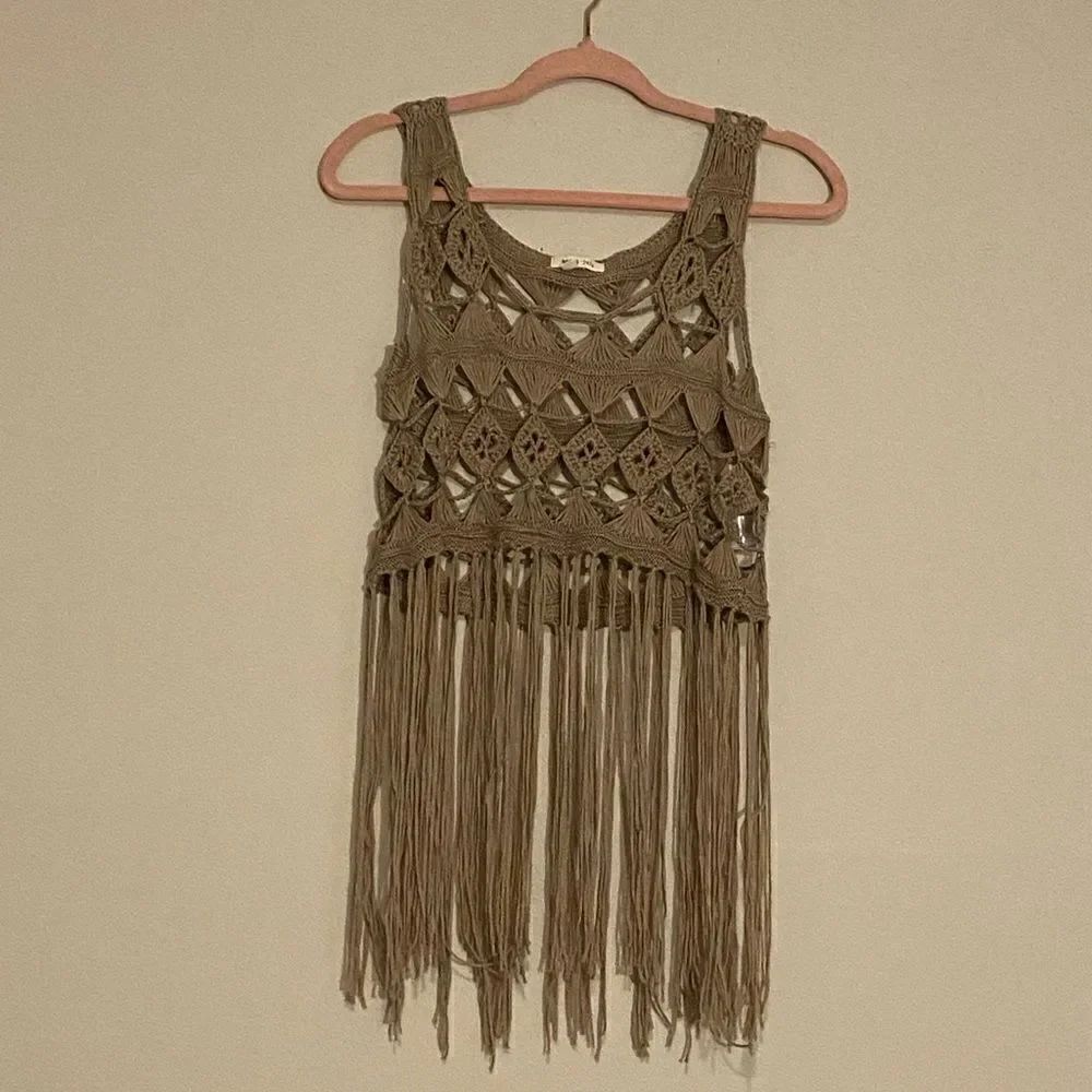 May & July Krochet Fringe Tank Top